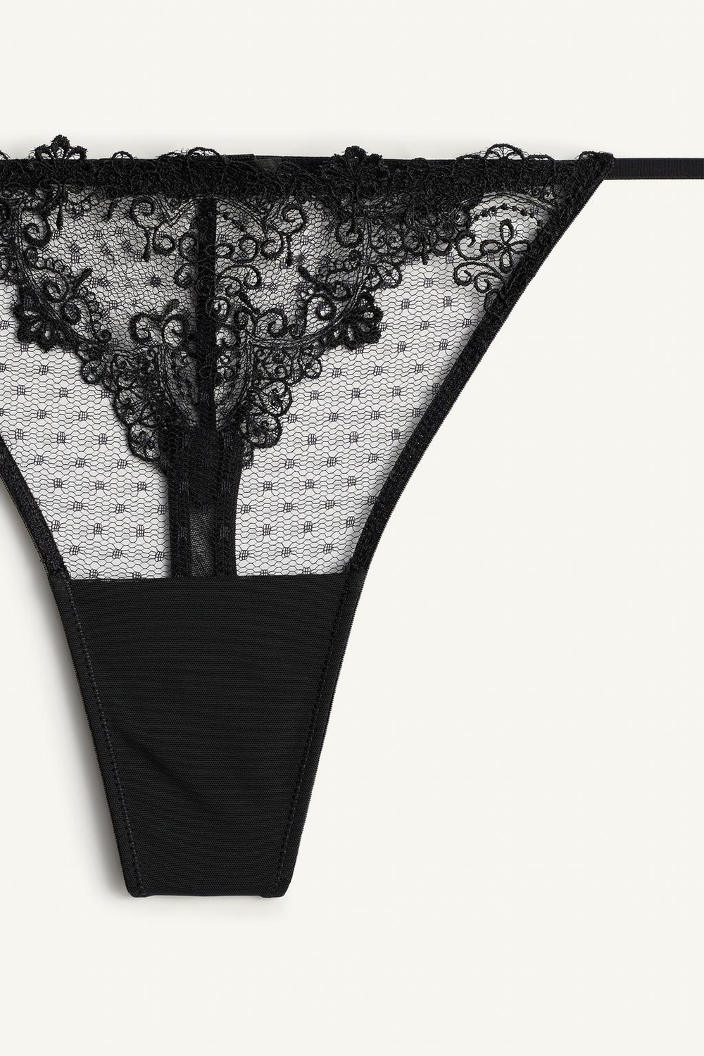 ZARA КРУЖЕВНЫЕ СТРИНГИ - LIMITED EDITION , ЧЕРНЫЙ