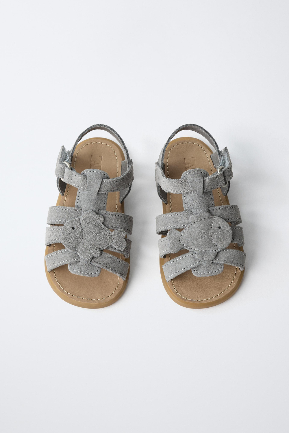 ZARA КОЖАНЫЕ САНДАЛИИ BAREFOOT С РЫБКОЙ, ГОЛУБОЙ