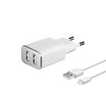 Сетевое зарядное устройство Deppa, 2 USB-A, 5 Вт, 2.4 А, White (Белый)