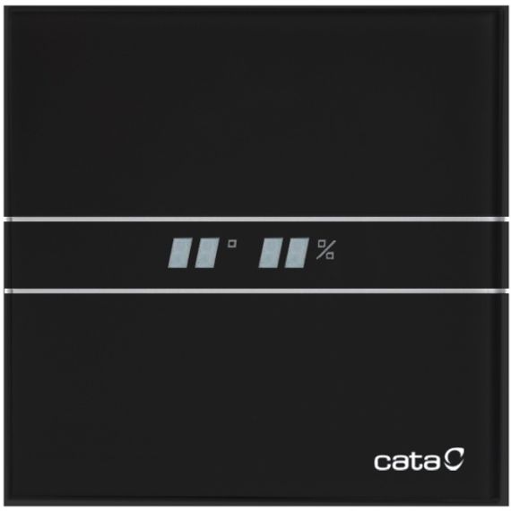 Накладной вентилятор Cata E 100 GTH Bk Black черный (Таймер, датчик влажности, термометр, дисплей) + обратный клапан