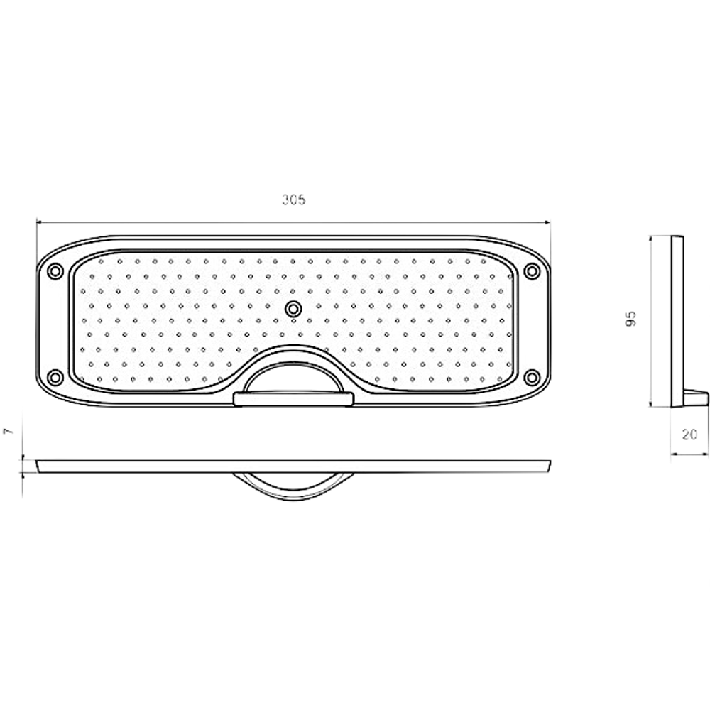 Накладка на транец Badger 305 х  95 х 20мм Металл Черная Предняя DJ1202B / 2034001