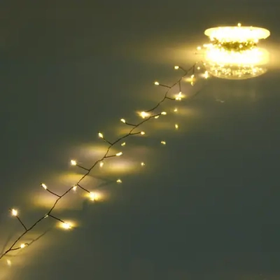 Гирлянда для дома НИТЬ «Мишура» 20 м 500 ламп LED, зеленый провод, «МЕРЦАНИЕ», IP-20, 220v, Теплый белый