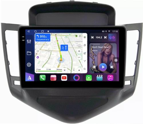 Магнитола для Chevrolet Cruze 1 2009-2012 (рамка черная) - FarCar S400-TS18 монитор 9.5" QLED на Android 14, CarPlay, 4G SIM-слот