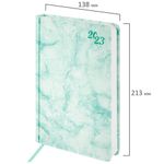 Ежедневник датированный 2023 А5 138x213 мм BRAUBERG "Marble", под кожу, бирюзовый, 114020
