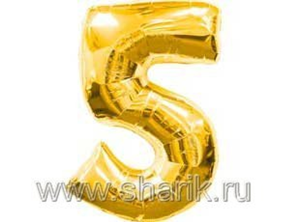 Шар фольга 40" "Цифры" 0 - 9 (101 см) золото