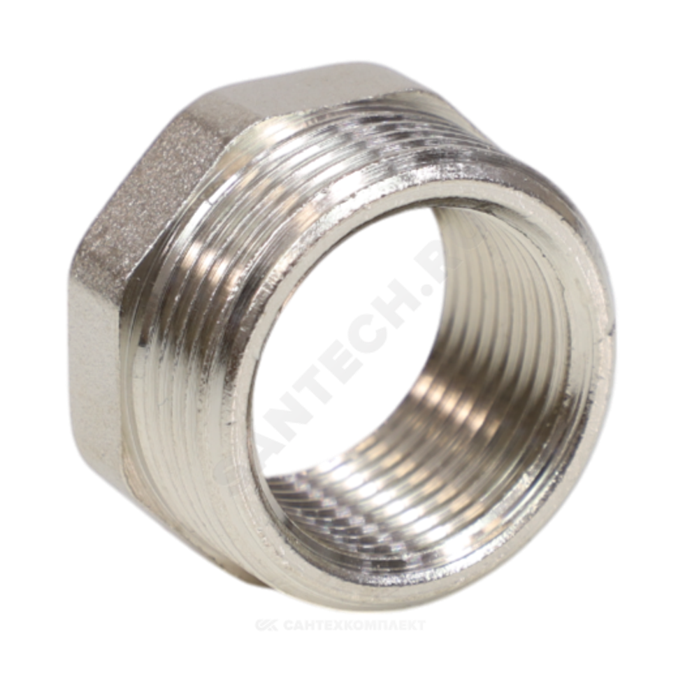 Футорка латунь никель Ду 32х20 (1 1/4"х3/4") НР/ВР VALFEX VF.581.N.114.034