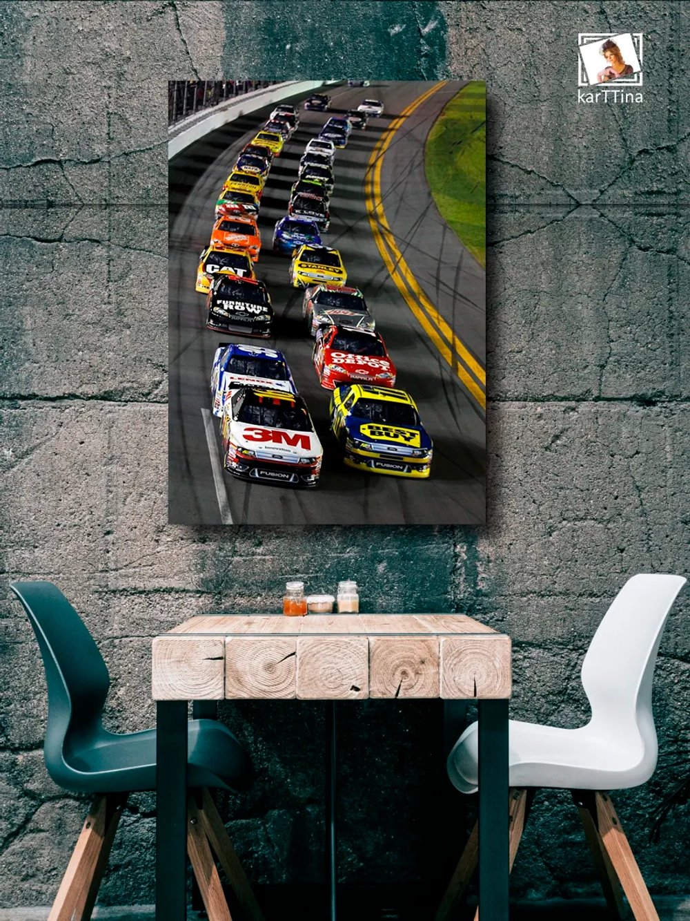 Картина "NASCAR", на стену для интерьера 50х70см 1шт.