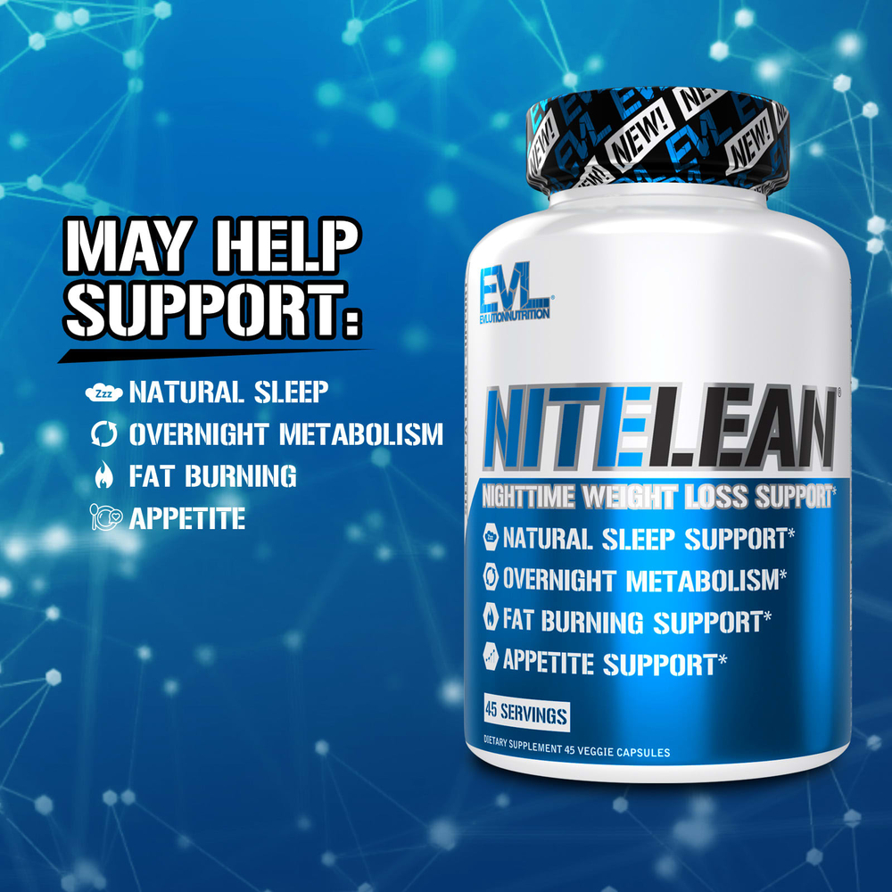 EVLution Nutrition, NiteLean, поддержка для снижения веса в ночное время, 30 растительных капсул