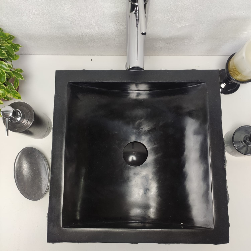 Раковина из андезита Square black SA-60958 40x40x13 из натурального камня