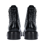 CHANEL Quilted Combat Boot Black Leather Women"s