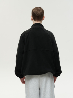 Drawstring Half-Zipped Sweatshirt Black
