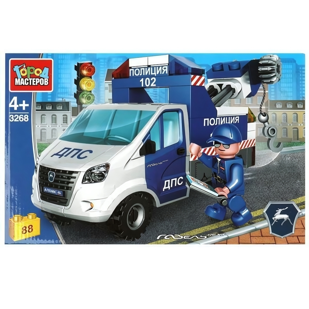 Конструктор пластмассовый 88эл. ГАЗель "ДПС Эвакуатор" 3268-KK (36) (Город мастеров)