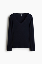 Топ с V-образным вырезом и кружевом - H&M