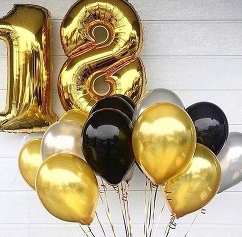 воздушные шары на день рождения 18 лет, фольгированные шары цифры 18, латексные шары, шары для мужчины воздушные шары на день рождения 18 лет, фольгированные шары цифры 18, латексные шары, шары для мужчины