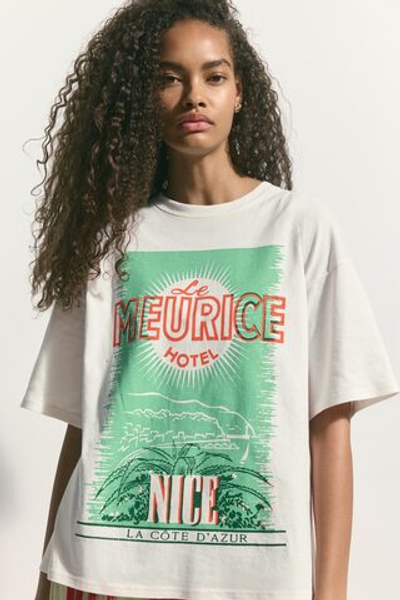 Футболка оверсайз с принтом — Кремовый/Nice - H&M