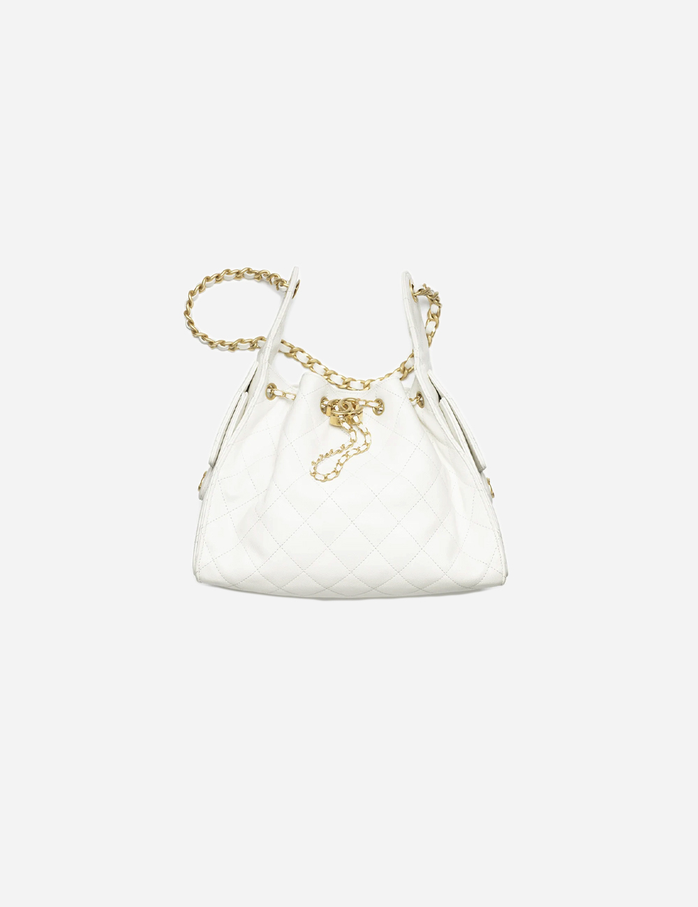 Сумка Chanel 25 Small Handbag Grained Calfskin & Gold-Tone Metal "White"
