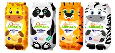 Салфетки влажные детские Smart animals с ромашкой 50 шт