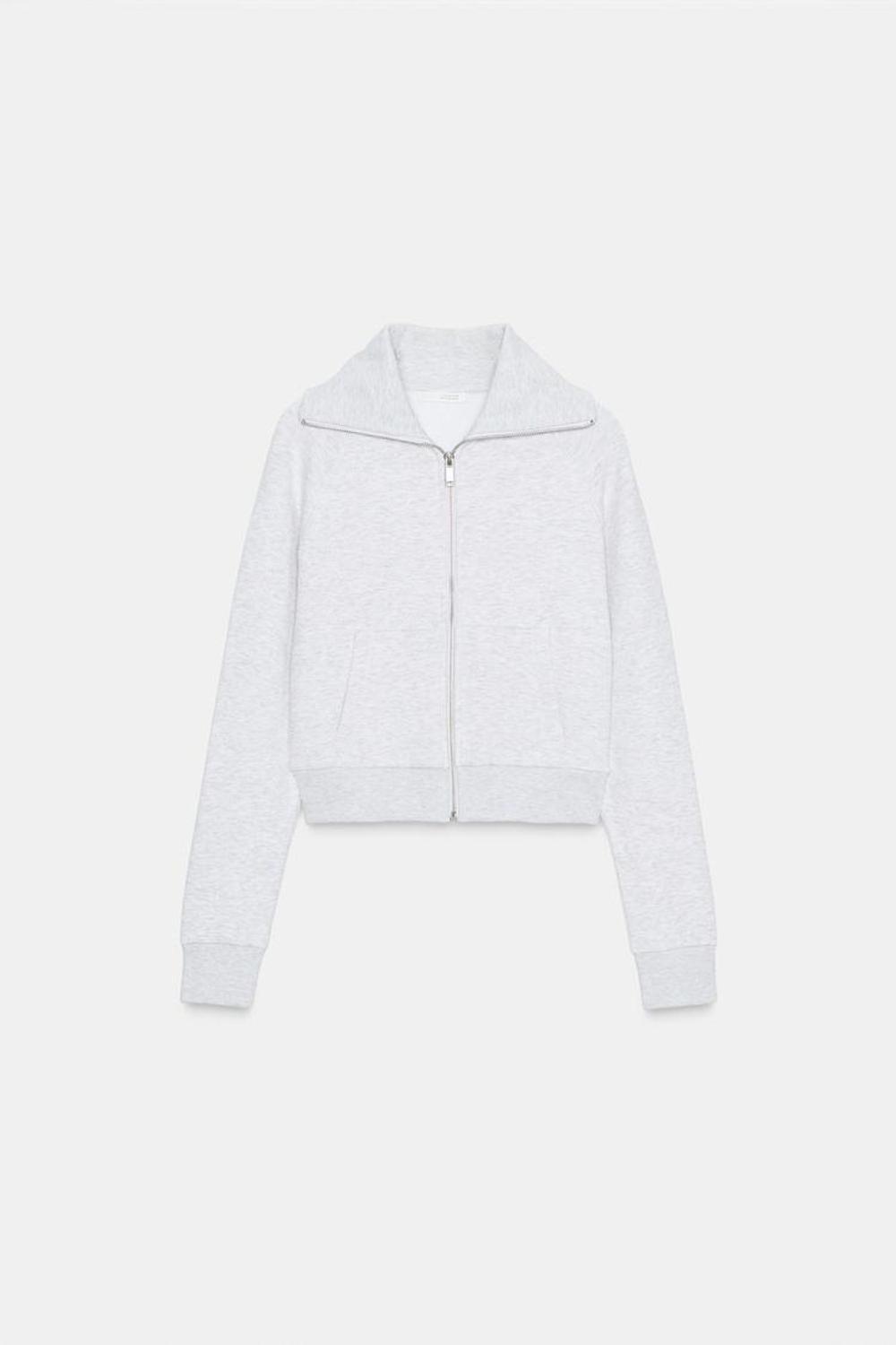 ZARA ТОЛСТОВКА ИЗ ФЛИСА НА МОЛНИИ, СЕРЫЙ МЕЛАНЖ