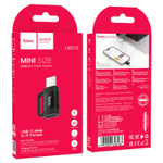 Переходник Hoco UA31E USB-C (папа) на Lightning (мама) черный
