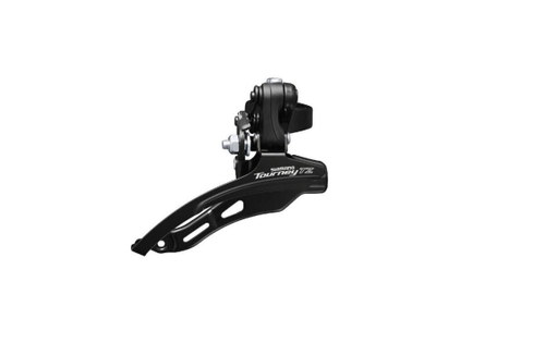 Переключатель передний Shimano Tourney, TZ510, 3x6/7 скоростей, верхняя тяга, 48T, хомут 31.8мм, угол наклона 66-69°, черный, без упаковки
