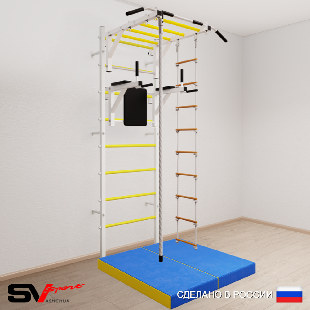 Шведская стенка Sv Sport 5454 (Турник рукоход/Брусья/Канат/Лестница/Мат 1м)