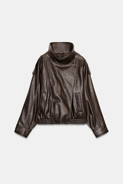 ZARA КУРТКА ИЗ ИСКУССТВЕННОЙ КОЖИ, КОРИЧНЕВЫЙ