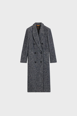 Macro-herringbone coat with double-breasted closure