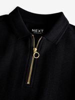 Поло на молнии для мальчика Next K87-315, Черный