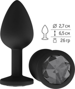 Маленькая черная пробка с черным кристаллом ONJOY Silicone Collection (Цвет: черный)