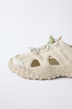 ZARA BAREFOOT КРОССОВКИ С ВЫРЕЗАМИ, ЭКРЮ
