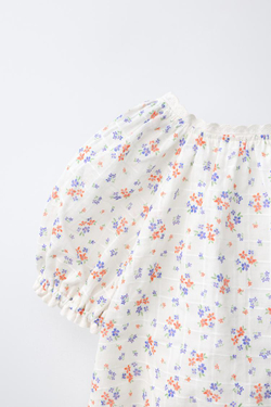 ZARA БЛУЗА С КРУЖЕВОМ, ЭКРЮ/КРАСНЫЙ