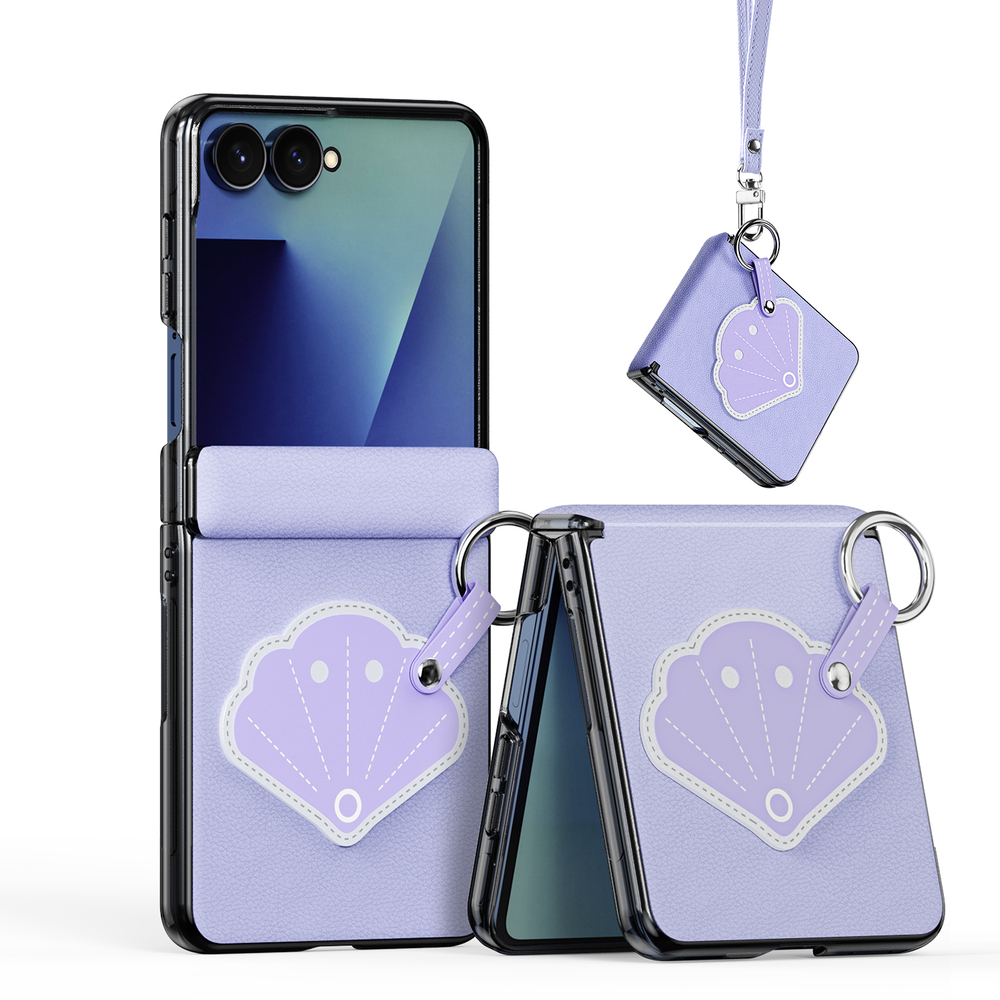 Чехол фиолетового цвета с рисунком для Samsung Galaxy Z Flip 8, серия Luvy Series Case (со съемным ремешком) от Dux Ducis