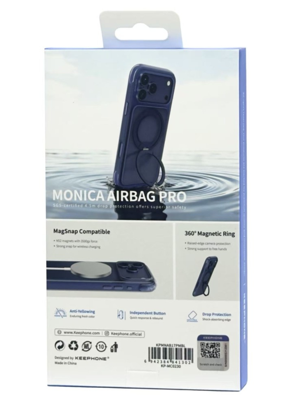 Накладка для i-Phone 17 Pro Max Keephone Monica Airbag Pro сине-прозрачный