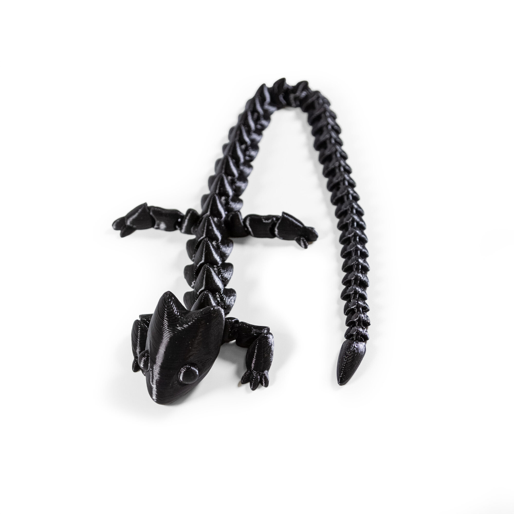 Игрушка-антистресс подвижная гибкая Ящерица-четки,3D печать, 39см, черная
