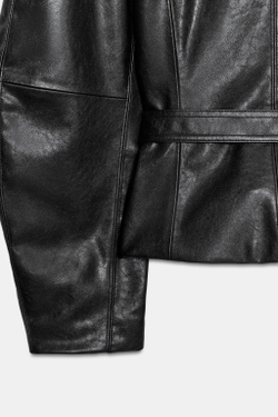 ZARA КУРТКА ИЗ ИСКУССТВЕННОЙ КОЖИ С ПОЯСОМ, ЧЕРНЫЙ