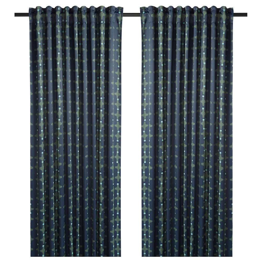 Комплект штор IKEA SKOGSSVINGEL (СКОГССВИНГЕЛЬ), Сине-зеленый, 145х250 см, 2 шт