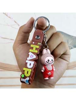 Брелок игрушка Лабубу в комбинезоне Коричневый
