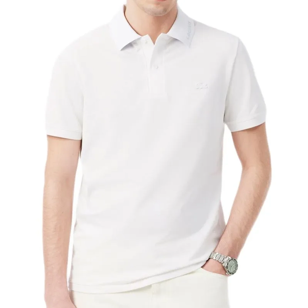 Мужское теннисное поло Lacoste Slim Fit Pique - white