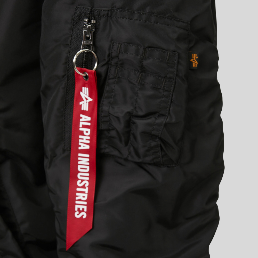 Бомбер Alpha Industries MA-1 Hooded Logo Oxford Black (Черный)