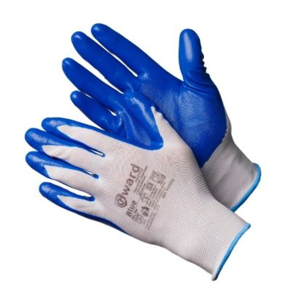 Перчатки нейлон. Облив нитрилом /раз.9 (М)  Gward  BLUE