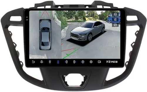 Магнитола для Ford Transit Custom, Tourneo Custom 2012-2019 - Teyes CC3-2K-360 монитор 9.5" 2K QLED на Android 10, Быстрая, CarPlay, 4G SIM-слот, 4 камеры в комплекте