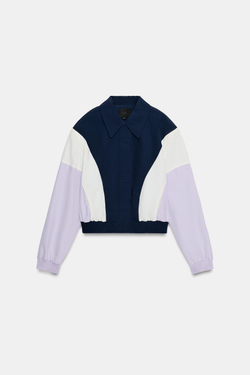 ZARA КОМБИНИРОВАННЫЙ БОМБЕР, МОРСКОЙ СИНИЙ