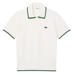 Женское поло Lacoste Short Sleeved Collar Golf Sweater - flour/green