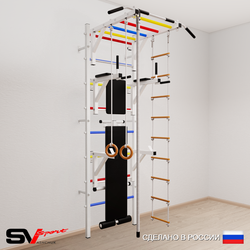 Шведская стенка Sv Sport усиленная 627 (Турник рукоход/Брусья/Стойка/Скамья/Канат/Кольца/Лестница)