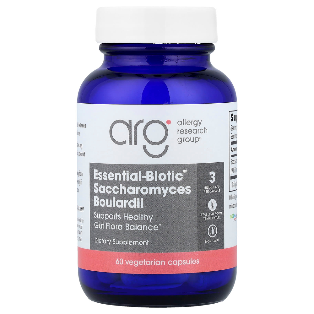Allergy Research Group, Essential-Biotic®, сахаромицеты Буларди, 60 вегетарианских капсул (150 мг в 1 капсуле)