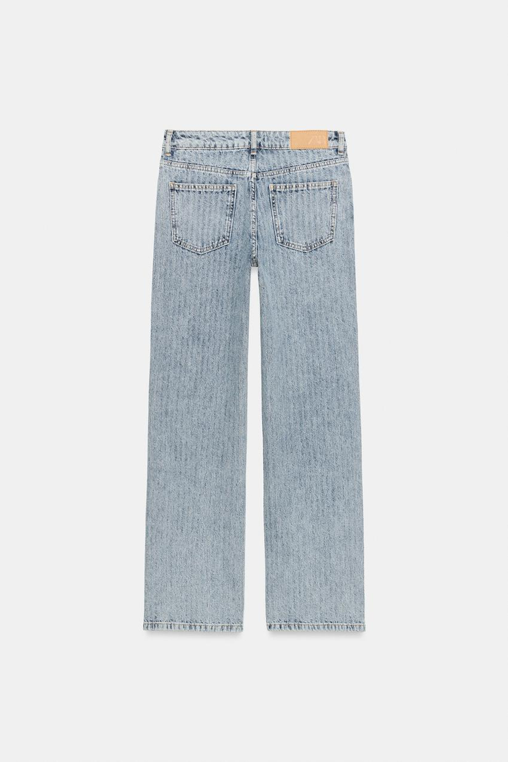 ZARA ДЖИНСЫ Z1975 STRAIGHT СО СРЕДНЕЙ ПОСАДКОЙ И ЖАККАРДОВЫМ УЗОРОМ, ПОЛОСКИ