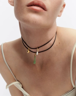 Колье Dana Leather Bow серебро 925 пробы покрытое золотом