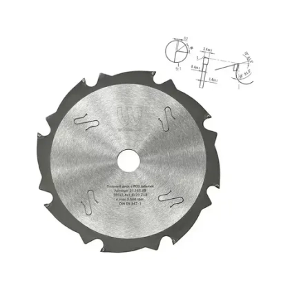 Пильный диск с зубьями PCD 165x2,4/1,6x20 Z=8 A=10 Woodwork 21.165.08