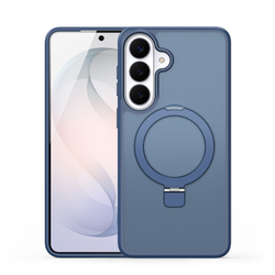 Матовый темно-синий чехол с MagSafe для Samsung Galaxy S26+ Плюс, серия Yind Series Case от Dux Ducis (версия с магнитной откидной подставкой)
