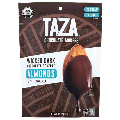Taza Chocolate, миндаль в темном шоколаде, 87% какао, 99 г (3,5 унции)